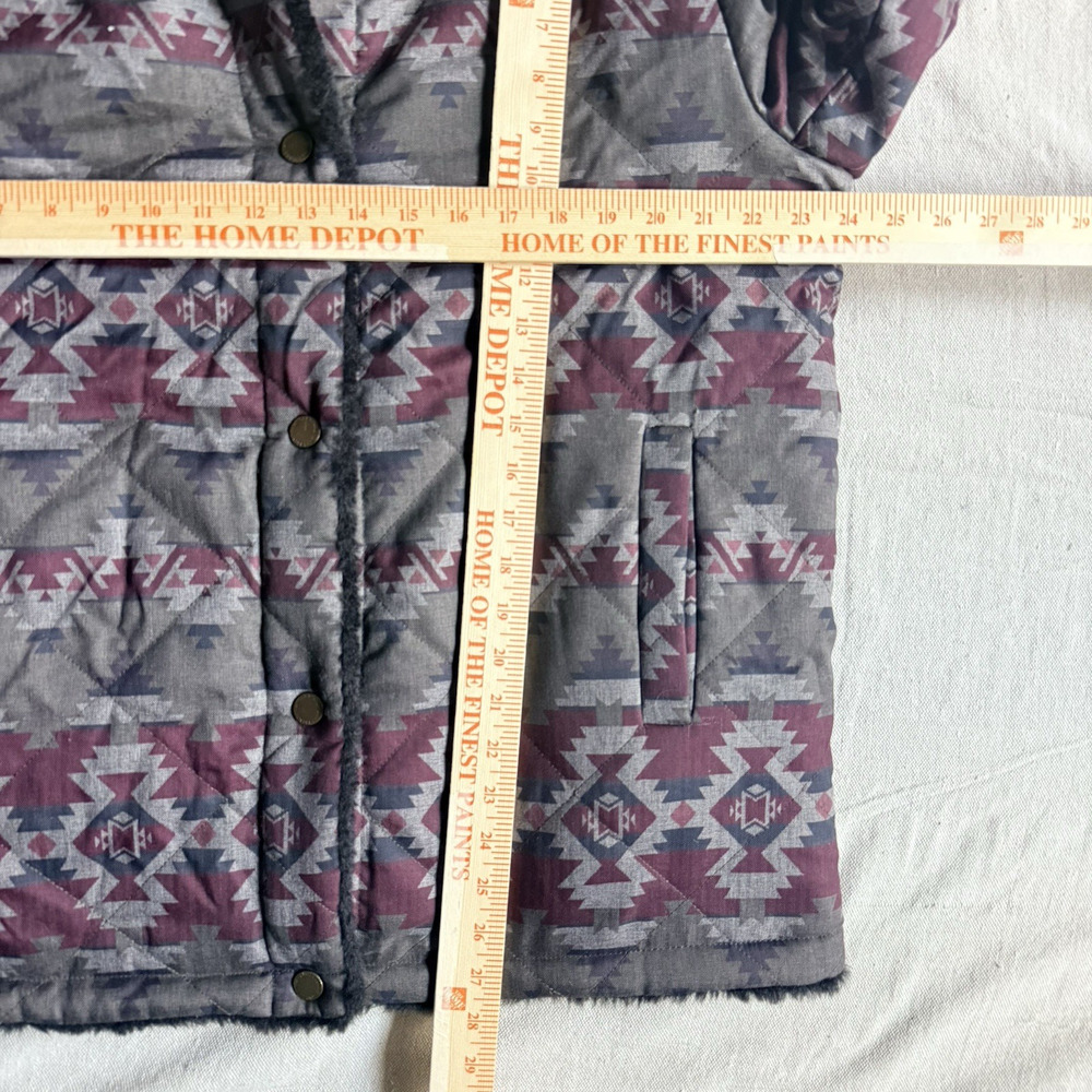 Pendleton Reversible Faux Fur Hooded Jacket Womens Large Southwest Aztec Quilted - Picture 6 of 15
